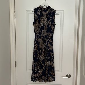 Nanette Nanette Lepore Pleated Floral Print Dress Navy Blue Size 2